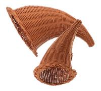 Gadpiparty 2 Pièces Panier Corne D'abondance Marron en PP Style Ferme pour | Aspect Rotin Tressé Rustique, Usage Décoratif Multifonction, pour Fruits, Fleurs et Snacks aux Tables de Fête