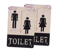 Gadpiparty 2 Pièces Panneau Toilette Rétro Plaque Guidage Wc pour et Femmes Décoration Murale Industrielle Vintage Signalisation Pratique et Claire