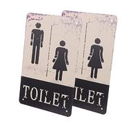 Gadpiparty 2 Pièces Panneau Toilettes Rétro Signalisation pour Toilettes Unisexes pour Maison et Publics