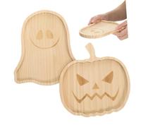 Gadpiparty 2 Pièces Plateau de Service pour Collations Halloween en Bois | Décor Automnal pour Célébration Halloween, Usage Scolaire ou Centre Commercial, pour Petits Objets et Nourriture