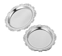 Gadpiparty 2 Pièces Plateau Rond en Fer Argenté pour Rangement de Bijoux et Service de Snacks, Robuste et Multifonctionnel, Style Vintage Élégant pour Décoration Maison et Fêtes
