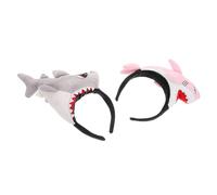 Gadpiparty 2 Pièces Serrage-tête Requin en Peluche, Rose | Tissu Doux, Maintien Souple et Léger, Style Cartoon Drôle, pour Garçon et Filles et Adultes en Soirée