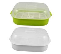 Gadpiparty 2 Pièces Steamer Cooker For Microwave Heat-resistant Vegetable And Dim Sum Basket With Removable Rack And Lid Family-sized Dumpling Cooker For Fish