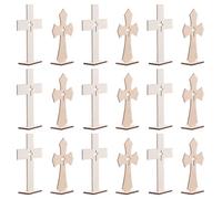 Gadpiparty 20 Pièces Croix Décorative de Table en Bois, Petite, avec Base
