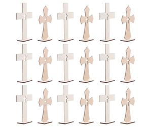 Gadpiparty 20 Pièces Croix Décorative de Table en Bois, Petite, avec Base
