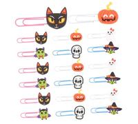 Gadpiparty 20 Pièces Trombones Halloween Délicats Décoratifs Réutilisables Marque-pages pour Fête Garçon Fille avec Chauve-souris Crâne Fantôme Citrouille