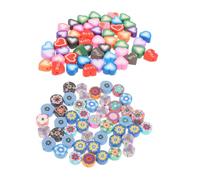 Gadpiparty 200 Pièces Perles Argile Polymère Colorées pour Création de Bracelets Diy Décorations de Bijoux Tranches Cœurs et Ronds pour Artisanat et Accessoires