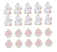 Gadpiparty 20pièces Pendentif Lapin Lot De Griffe Ornements Suspendus Diy Porte-clés Breloques Collier Alliage