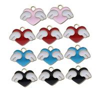 Gadpiparty 24 pièces Charms Résine Coeur avec Aile Couleurs Assorties pour DIY Bijoux Collier Boucle Oreille Création