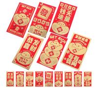 Gadpiparty 24 Pièces Enveloppes Rouges Chinoises Carton Longues pour Nouvel An Chinois Serpent Motifs Cartoons Adorables pour Famille et Fêtes