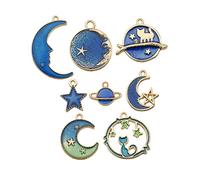 Gadpiparty 24pièces Lot De Pendentifs Alliage Pour Bijoux Formes Étoile Lune Et Terre Soi-même Pour Colliers Et Accessoires Décoratifs