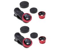 Gadpiparty 2pièces Objectif De Téléphone Portable Lentille Ultra Angle Macro Et Fisheye avec Clip pour Smartphones Rouge