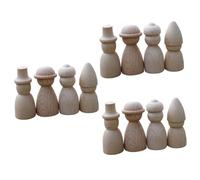 Gadpiparty 3 Ensembles Jouets De Poupées pour Enfants Poupées À Chevilles Personnages À Peindre Ornements en Bois Corps De Poupées À Chevilles Décorations en Bois 4 pièces * 3