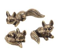 Gadpiparty 3 Pièces Figurine de Renard Vintage en Laiton | Ornement de Bureau, Style Moderne Minimaliste Rétro, Usage Maison et Pendaison de Crémaillère, Couleur Or