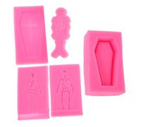 Gadpiparty 3 Pièces Moule Silicone Squelette Crâne Humain et Cercueil pour Résine Époxy DIY Lot de Réutilisables pour Bijoux Décoration Halloween et Bonbons