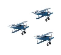 Gadpiparty 3 pièces Ornement Avion Vintage Bleu Modèle Rétro pour Décoration de Bureau et Maison Accessoire Photo et Cadeau