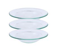 Gadpiparty 3 Pièces Plat Chauffe-Cire Rond en Verre pour Huile Essentielle | Pièce de Rechange, Usage Bougie et Lampes Parfumées, Format 4 Pouces, Finition Transparente