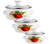 Gadpiparty 3 pièces Set de Marmites Émaillées Empilables Miniatures Faitout Émail avec Fond Plat et Poignées Confortables Casseroles Pratiques pour Cuisson sur Plaques Électriques et