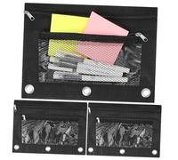 Gadpiparty 3 Pièces Trousse Papeterie Petit Engrener Sacs Crayon Poche Caches De Caisse à Monnaie Contenant Un Stylo Plumier Black Tissu Oxford