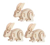 Gadpiparty 3 Pièces Wooden Rabbit Puzzle Kit for and Adults DIY Animal Model for Coloring Painting and Easy Assembly Sturdy Wooden Craft Toy