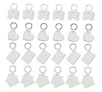 Gadpiparty 36pièces Porte-clés Vierge à Sublimation Pour Transfert Thermique Soi-même Sans Finition