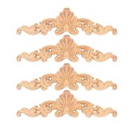 Gadpiparty 4 Appliques Décoratives en Bois Sculpté pour Meubles et Portes, 20 X 6 Cm, Accessoires de Décoration Intérieure Vintage, Autocollants pour Sculpture sur Bois, Lot de 4 Pièces