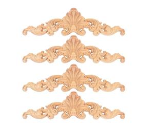 Gadpiparty 4 Appliques Décoratives en Bois Sculpté pour Meubles et Portes, 20 X 6 Cm, Accessoires de Décoration Intérieure Vintage, Autocollants pour Sculpture sur Bois, Lot de 4 Pièces