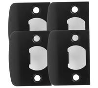 Gadpiparty 4 Ensembles Plaque De Boucle en Forme De d Loquet des Plaques Métalliques Plaque De Grève De La Porte Remplissage De Trou Renfort De Porte Acier Inoxydable Black