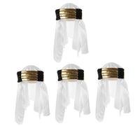 Gadpiparty 4 Pièces Arabe Désert Prince Wrap Écharpe Pour Hommes Costume Turban Casquettes Shemagh Désert Écharpe Prince Chapeau L'Islam Musulman Bandeaux Turban Chapeaux Tissu Aldult Homme