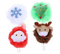 Gadpiparty 4 Pièces Boule de Bain Père Noël Style Noël Créatif, Gommage | Nettoyage Profond, Mousse Riche et Massage Cutané, Wadding et Pe, pour Fêtes et Nouvel An