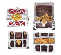 Gadpiparty 4 pièces Décorations Aquarium Résine Coffres Au Trésor Ornement Poissons Décoratifs pour Réservoir Élevage Boîte Petite Rangement Élégante pour Décor Maison