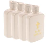 Gadpiparty 4 Pièces Mini Bouteille D’Eau Bénite Blanche 100ml, Motif Croix | Bouteille Réutilisable, Étanche et Facile à Transporter, pour Eau Bénite et Petites Quantités Lors de Prières