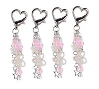 Gadpiparty 4 pièces Pendentifs Téléphones Portables Forme de Cœur Nœud et Fleur Chaînes Légères pour Téléphone Porte Clés et Accessoires Décoratifs