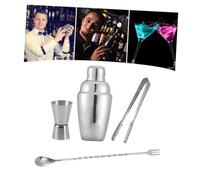 Gadpiparty 4 pièces Set Shaker Cocktail Acier Inoxydable Kit Outils Barman Professionnel pour Bar Restaurant avec Cuillère Pince à Glace et Doseur