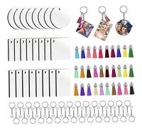 Gadpiparty 40ensembles Clés Porte-clés Sublimation DIY Supports Décoratifs Transfert Thermique Création Porte-clés