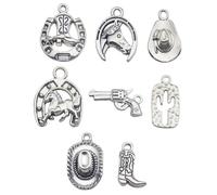 Gadpiparty 48pièces Western Cowboy Hat and Cactus Charms Set Diy Jewelry Pendants for Bracelets Necklaces Keychains Creative Accessories