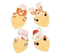 Gadpiparty 4pièces Broches de Noël Cœur Père Noël Bonhomme de Renne Bonhomme Pain Épice Accessoires de Vêtements pour Cadeaux de Fête