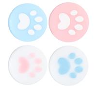 Gadpiparty 4pièces Capuchons Joystick Silicone Protection Grip Bouton Switch Coque Anti-Usure Bleu et Rose Forme de Patte de Chat Accessoires Manette Gaming