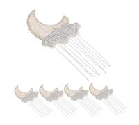 Gadpiparty 5 Pièces Appliques Moon Clouds Rhinestone avec Tassel Auto-adhésives Patches Thermocollants DIY pour Vêtements Sacs Jeans Décoration Créative