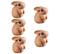 Gadpiparty 5 Pièces Cliff Cypress Jade Rabbit Pendentif goodies noel vintage decoration automobile accessoires pendentif porte-clés lapin pendentif lapin pour voiture en bois Khaki