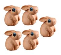 Gadpiparty 5 Pièces Cliff Cypress Jade Rabbit Pendentif porte-clés lapin créatif porte-clés lapin à suspendre pendentif porte-clés animal charmes de lapin en bois Khaki