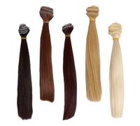 Gadpiparty 5 Pièces Extensions de Cheveux pour Poupées Résistantes Chaleur Perruques Lisses pour Création DIY Fibres Synthétiques Longues pour Projets de Coiffure et Accessoires Cosplay