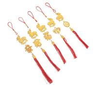 Gadpiparty 5 Pièces Pendentif Année du Mouton 2027 Rouge, Décoration | Pendentifs à Pompons, Plastique et Polyester, pour Bonsaï et Plantes en Pot, Fête du Nouvel An Chinois