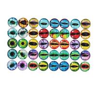 Gadpiparty 50 Pièces Patch en verre gemme clé accessoires charme Cabochons coloré globe oculaire cabochon animal eye time cabochon du temps cabochon rond en verre Couleur Aléatoire