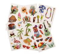 Gadpiparty 6 Feuilles hawaï stickers tiki pour les autocollants Plage tatouage temporaire UV décorations de fête que pour fille femmes Papier de transfert d'eau