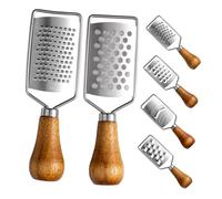 Gadpiparty 6 Pièces Mini Graters Set With Wooden Handle Stainless Steel Cheese Grater Lemon Zester Vegetable Slicer Shredder For Ginger Garlic Fruits Compact Easy To Clean And Store