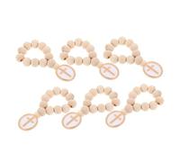 Gadpiparty 6 Pièces Wood Baptism Rosary Beads With Crucifix Catholic Pocket Rosary In Organza Pouch Religious Favor For Baptism First Communion Shower
