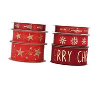Gadpiparty 6 Rouleaux Ruban Décoratif Rouge Pailleté Ruban Organza Large avec Détail Doré Flexible et Doux pour Décoration Noël Mariage et Fête