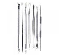 Gadpiparty 7 Pièces Kit D’extraction de Points Noirs en Acier Inoxydable | Pointe Cuillère, Boucle, Embout Pelle et Aiguilles, Finition Argentée, pour Impuretés Faciales