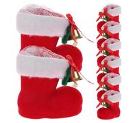 Gadpiparty 8 Pièces Bottes de Bonbons de Noël Rouges, Mini, Flocage, pour | Décor Festif, Forme Botte Ludique, Usage pour Friandises et Douceurs, Facile à Porter